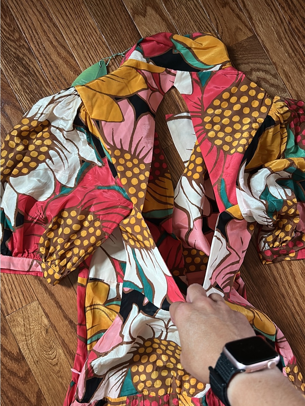 FARM Rio Bold Floral Midi Dress in Pink, Yellow & Green on Black - Picture 2 of 3